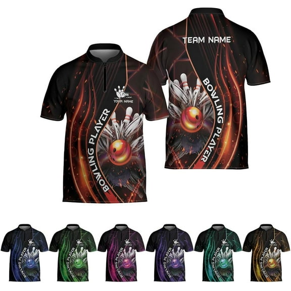 Personalized Bowling Jersey 3D, Bowling Shirts for Team, Bowling Shirt Unisex for Men Women, Bowling Shirts for Men (Orange, S)