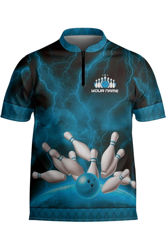 Personalized Bowling Jersey 3D Custom Bowling Shirts for Team Bowling Shirt Unisex for Men Women Bowling Jerseys 3D (Cyan, S)