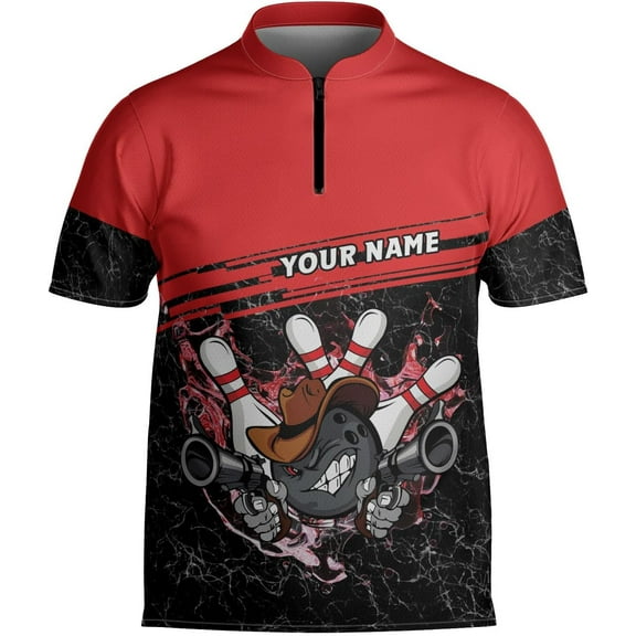 Personalized Bowling Jersey Gift 3D Custom Bowling Shirts for Team Name Bowl Bowler Shirt Unisex Cool Men Women (Red, XL)