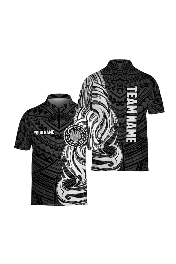 Personalized Bowling Jersey White Tribal Bowling Shirt for Team 1/4 Zipper