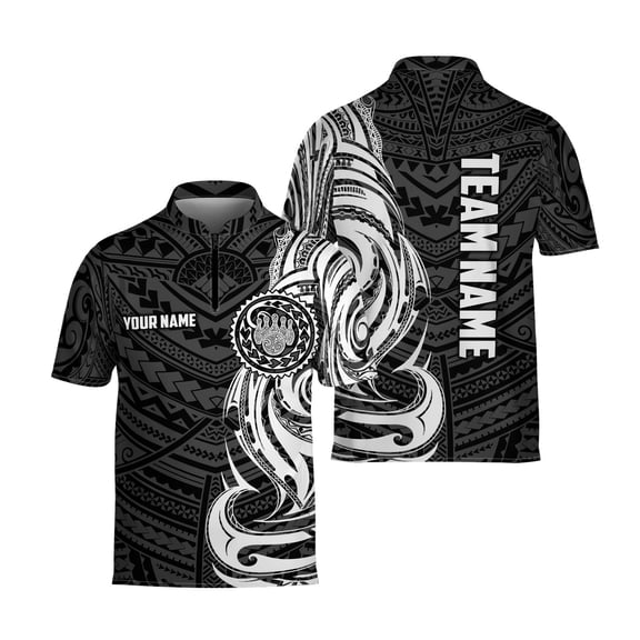 Personalized Bowling Jersey White Tribal Bowling Shirt for Team 1/4 Zipper
