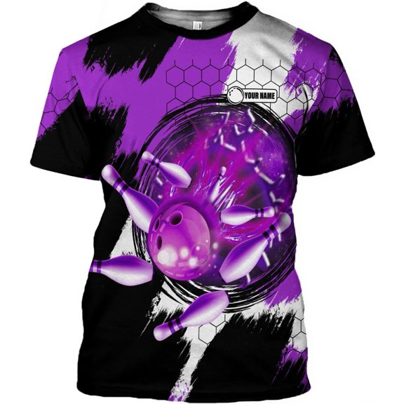 Personalized Bowling Shirt - Custom Bowling Gift for Women & Men (Purple, S)