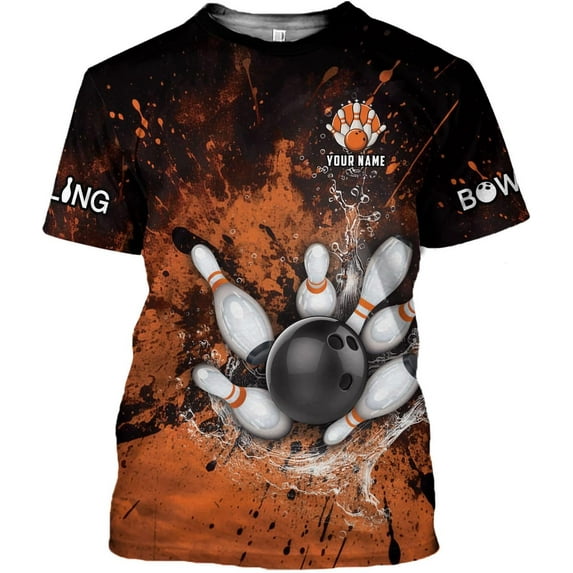 Personalized Bowling Shirt Custom Name Bowling Jersey Shirts Gift for Women & Men Womens Polo Team 3D Unisex Short Sleeve (Orange, 4XL)