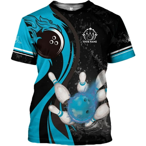 Personalized Bowling Shirt Custom Name Bowling Jersey Shirts Gift for Women & Men Womens Polo Team 3D Unisex Short Sleeve (Teal, S)