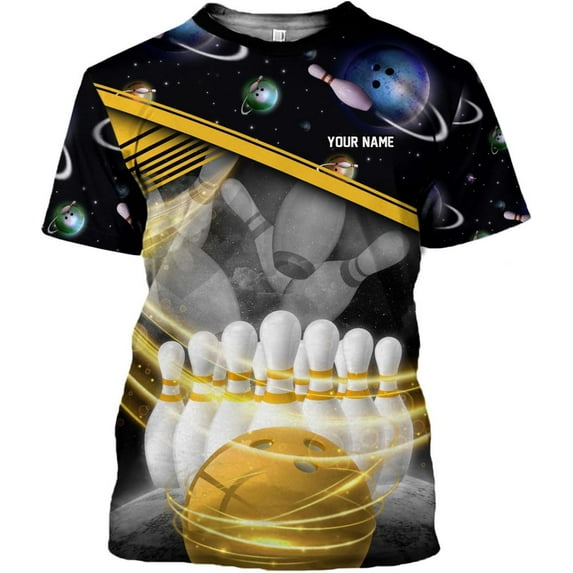 Personalized Bowling Shirt Custom Name Bowling Jersey Shirts Gift for Women & Men Womens Polo Team 3D Unisex Short Sleeve (Yellow, L)