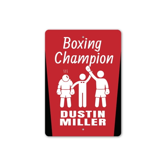 Personalized Boxing Champion Aluminum Metal Decor Sign - 10x14 inches