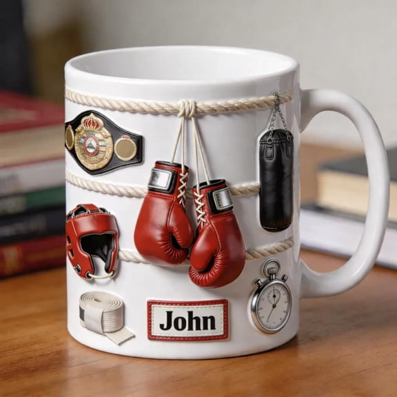 Personalized Boxing Mug, Custom Boxer Gift, Boxing Gloves Mug, Fighter Gift for Him, Boxing Lover Mug, Sports Training Cup