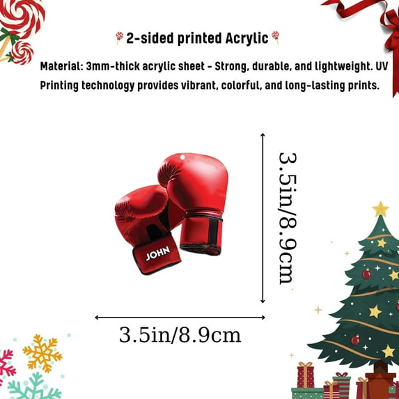 Personalized Boxing Ornament, Boxing Gloves Christmas Light Ornament, Custom Boxing Ornament, Kick Boxing Ornament, Gift for Boxing Lovers, Boxer Ornament Gift for Boxing Lovers (ON171) - 3428 (Red)