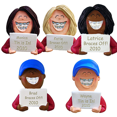 Personalized Boy or Girl with Braces Christmas Tree Ornament Ornament