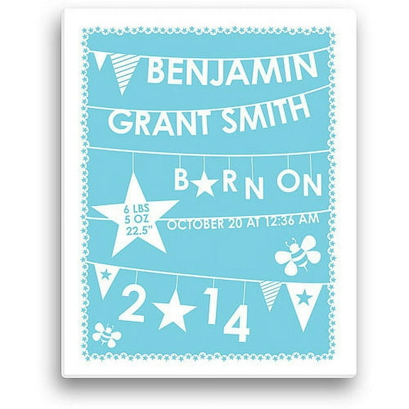 Personalized Boy's Birth Info 11" x 14" Canvas