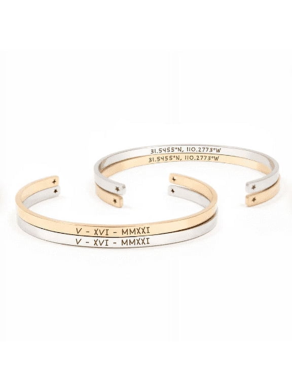 Personalized Bracelet for Women Gold - Stacking Bracelets - Hidden Message Cuff - Custom Name Stainless Steel Cuff Bracelet for Her