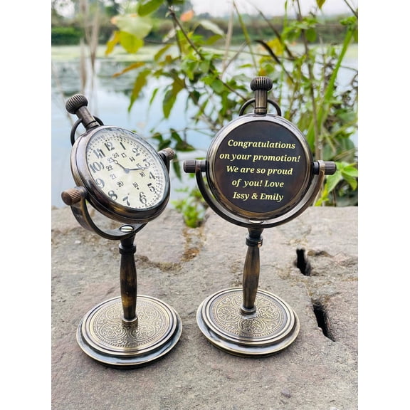 Personalized Brass Desk Clock: 8th Anniversary Bronze Gift