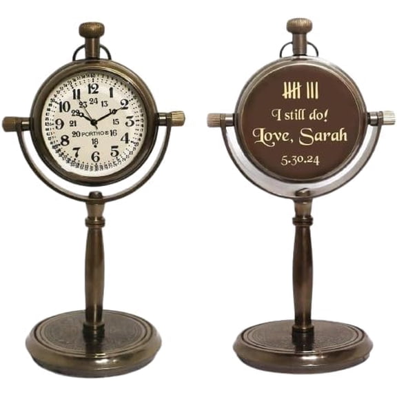 Personalized Brass Desk Clock: 9th Anniversary Bronze Gift Personalized Anniversary Desk Clock Gift CustomizableTraditional Engraved Gift for Men & Women, Gift for Couples, Wedding Gift for Spouse