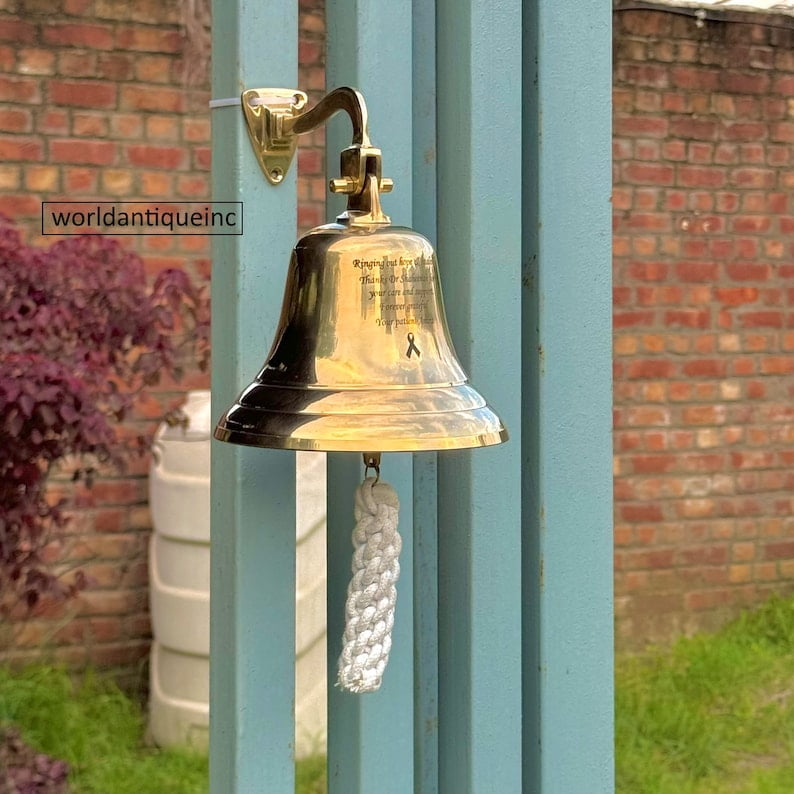 Personalized Brass Ship Bell, Engraved Wall Hanging Bell, Outdoor Nautical Bell, Ship Bell, Customized Ship Bell for Gift, Christmas Gift