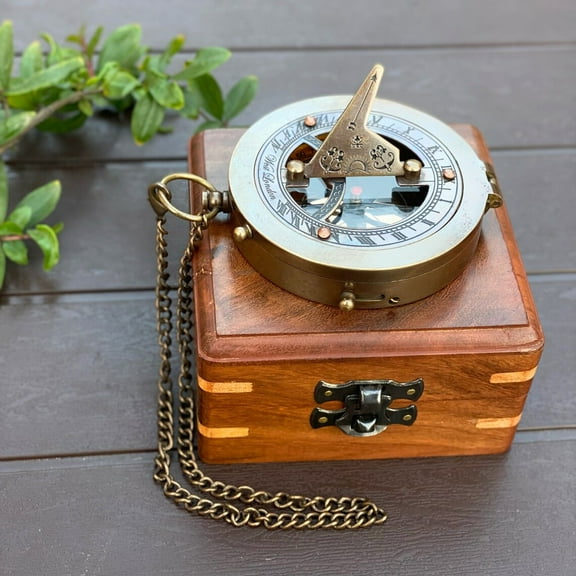 Personalized Brass Sundial Compass with Antique Finish | Engraved Compass Gift for Christmas, Birthday, Anniversary, or Wedding by Maritime Treasures