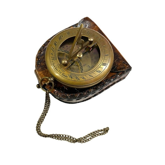 Personalized Brass Sundial Compass with Leather Box | Engraved Gift for Him Anniversary, Graduation, Retirement