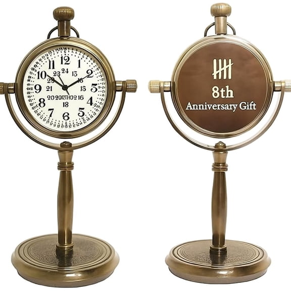 Personalized Brass Table mini Clock – Engraved Nautical Clock, Custom Wedding Anniversary Keepsake