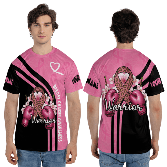 Personalized Breast Cancer Awareness 3D T-Shirt, Pink Ribbon Support 3D Tee, Warrior in Pink Breast Cancer Awareness 3D T-Shirt