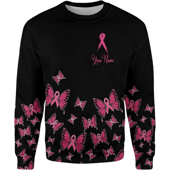 Personalized Breast Cancer Hoodie 3D, Pink Ribbon Awareness Sweatshirt, Survivor Pride Breast Cancer Zip Hoodie (Sweatshirt, S)