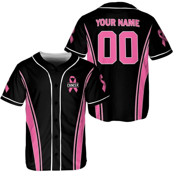 Personalized Breast Cancer Jersey, Pink Ribbon Awareness Soccer Shirt Baseball Breast Cancer Survivor Pride Jersey (2XL)