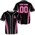 thumbnail image 1 of Personalized Breast Cancer Jersey, Pink Ribbon Awareness Soccer Shirt Baseball Breast Cancer Survivor Pride Jersey (L), 1 of 4