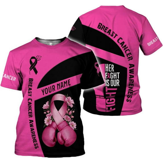 Personalized Breast Cancer Shirt for Women Men, Custom Faith Hope Cure Breast Cancer T-Shirt, Fight Breast Cancer Shirt Gift (T-shirt, 5XL)