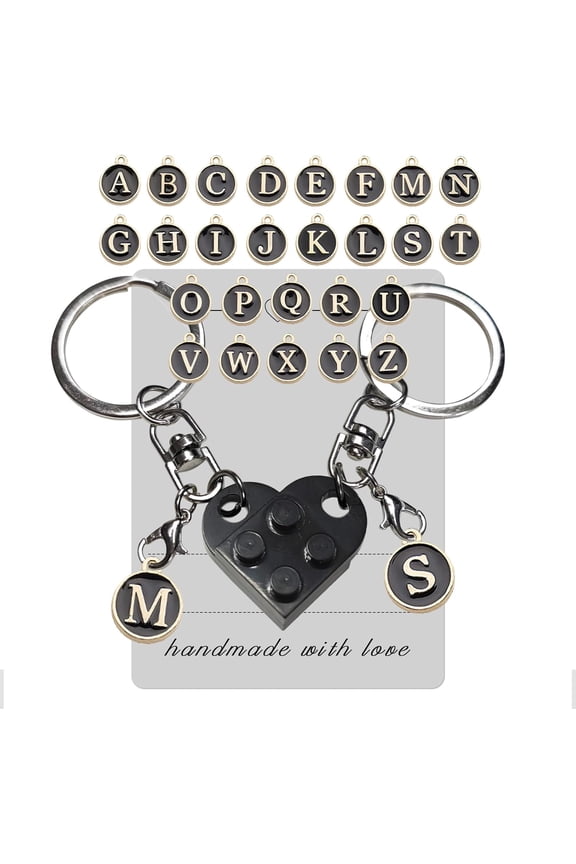Personalized Brick Matching Heart Keychains - Valentine's Gifts for Mom, Dad, Couple, Boyfriend, Girlfriend, Lovers