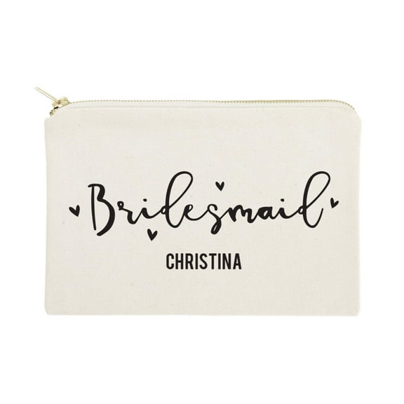 Personalized Bridesmaid Cotton Canvas Cosmetic Bag