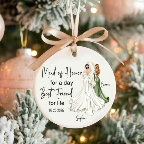 Personalized Bridesmaid Ornament, Custom Maid Of Honor Ornament, Bridesmaid Proposal Gift, Maid of Honor Gift, Wedding Party Favors Gift