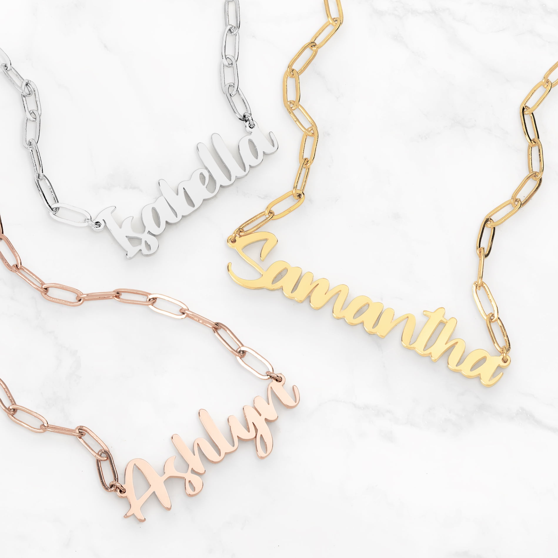 Sterling Silver Personalized Name Necklace with Paper Clip Chain | Jewlr