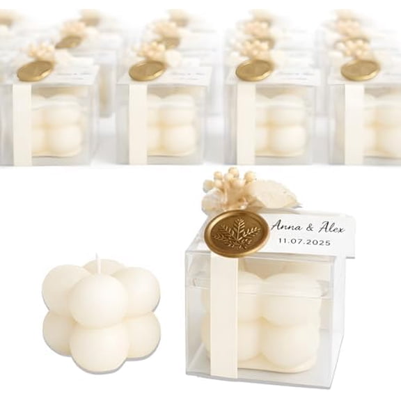 Personalized Bubble Candle Favors with Dried Flowers & Wax Seal  Soy Wax Wedding & Bridal, Baby Shower Bulk Event Gifts (10200 pcs)$$Home Decor, Kitchen, & Other