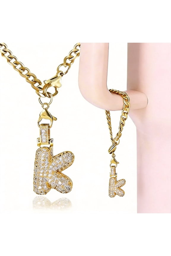 Personalized Bubble Letter Cup Charm for 30 & 40 oz Tumbler Handles, Bling Diamond Initial Keychain Accessory, Sparkly Water Bottle Jewelry Decoration