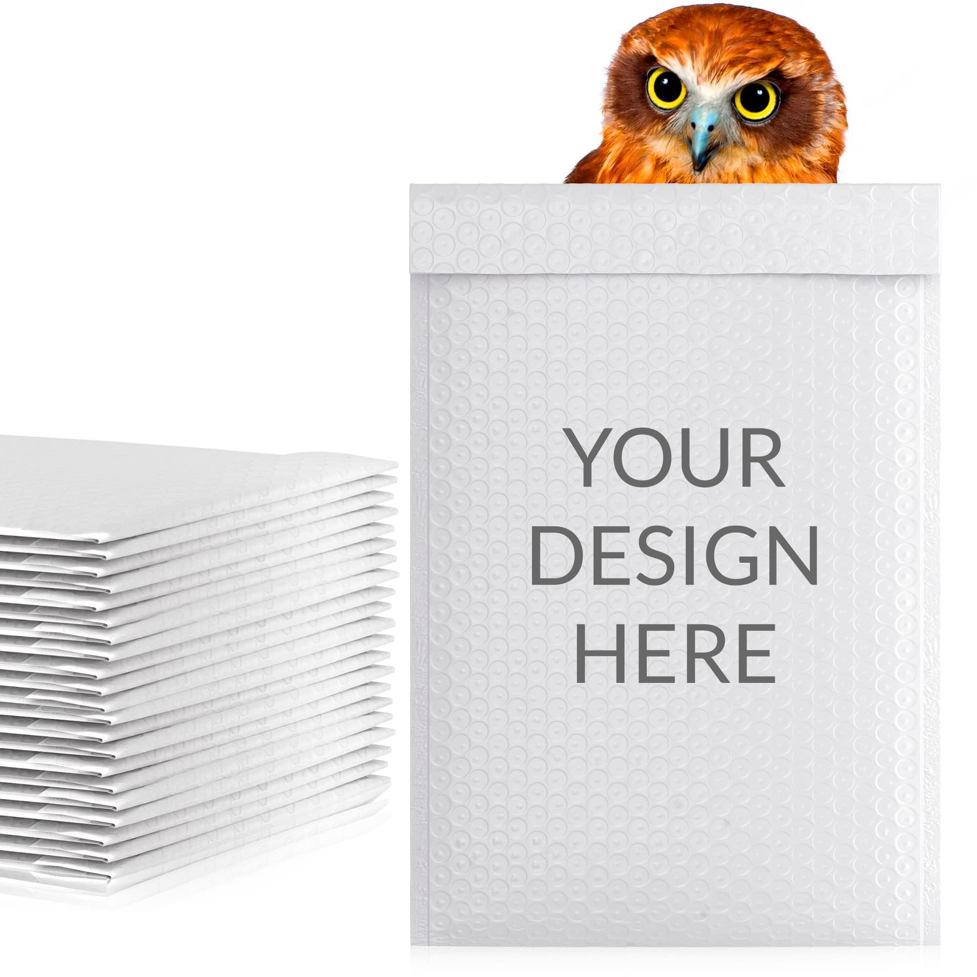White Personalized Bubble Mailers, Custom Self Seal Padded Envelopes, 50 Count, 12.5 x 18 in