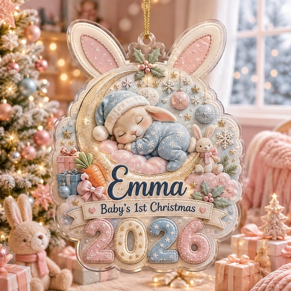 Personalized Bunny Christmas Ornament Baby's First Christmas