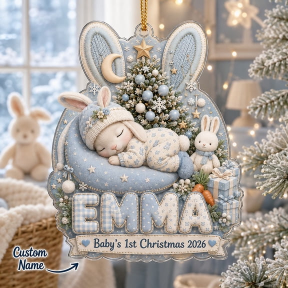 Personalized Bunny Christmas Ornament for Baby's First Christmas 2026