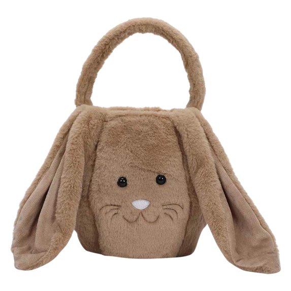 Personalized Bunny Easter Basket Plush Custom Easter Basket With Handles Pluffy Custom Eggs Bag Gifts For Kids Girls Babies Toddlers Teens