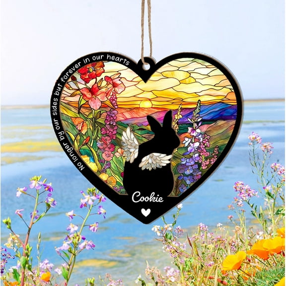 Personalized Bunny Memorial Suncatcher, Custom Pet Memorial Gift, Rabbit Windows Hangings, Rabbit Memorial Gift , Bunny Remembrance Gift 1784932487 5399