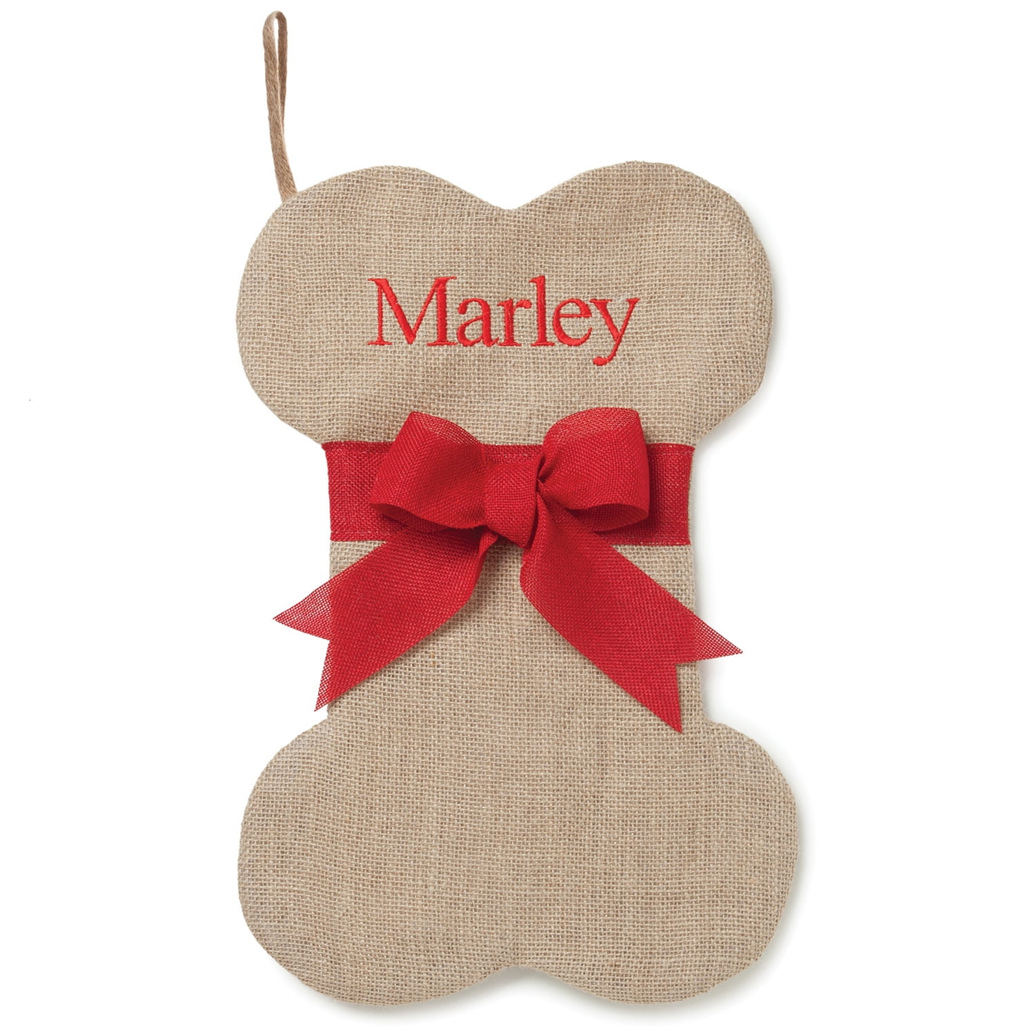 Personalized Burlap Cat Fish and Dog Bone Christmas Stocking
