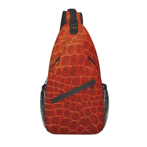 Personalized Burnished Crocodile Pattern Sling Bag Men Cool Shoulder Crossbody Chest Backpack Travel Hiking Daypack