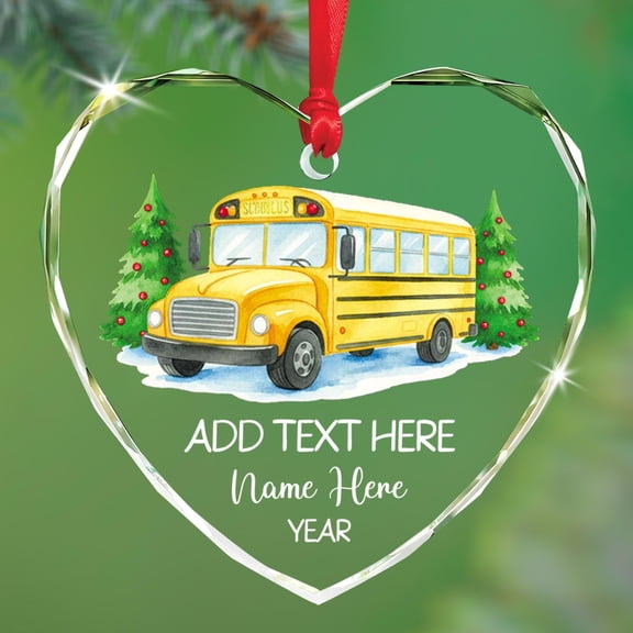 Personalized Bus Driver Glass Ornament Xmas 2025, School Bus Christmas Keepsake Gifts for Bus Worker/Drivers, Customized Text & Name School Driver Christmas Hanging Ornament, Driving Glass Ornaments
