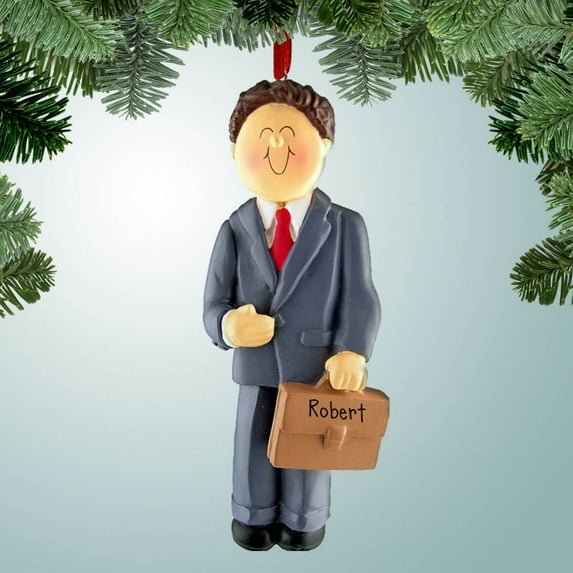 Personalized Businessman Holding Briefcase - Brown Christmas Ornament - Gift Ideas for Office Workers - New Job - Great Gift Ideas