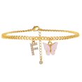 thumbnail image 1 of Personalized Butterfly Initial Anklet Adjustable Gold Plated Foot Chain Jewelry for Women, 1 of 1