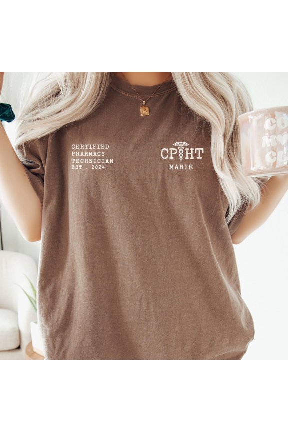 Personalized CPHT Shirt Custom CPhT Crewneck Tee for Work Custom Pharmacy Technician Gradu