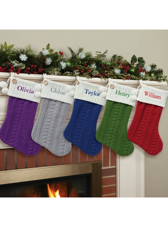 Personalized Cable Knit Christmas Stocking, Available in 8 Colors