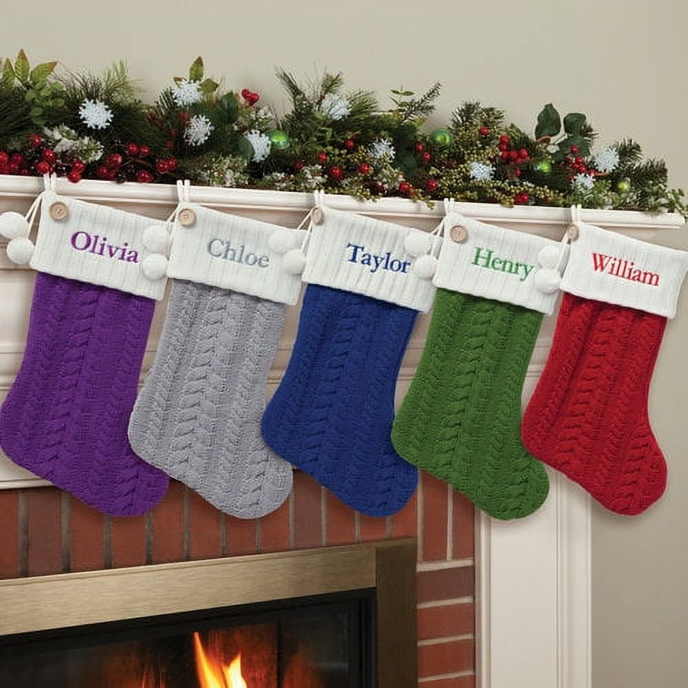 Personalized Cable Knit Christmas Stocking, Available in 8 Colors