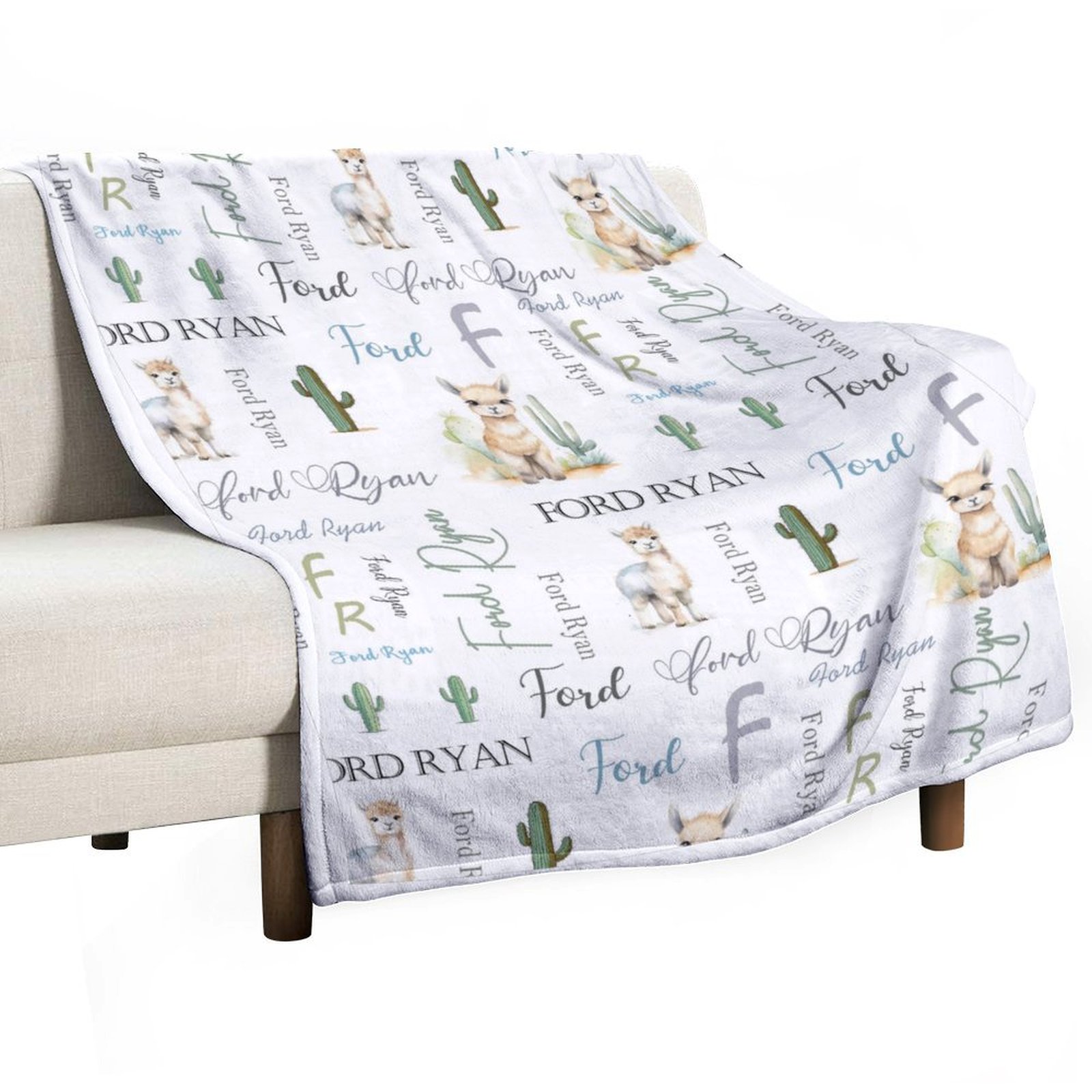 Personalized Cactus Baby Blanket Custom Monogrammed Receiving Blankets