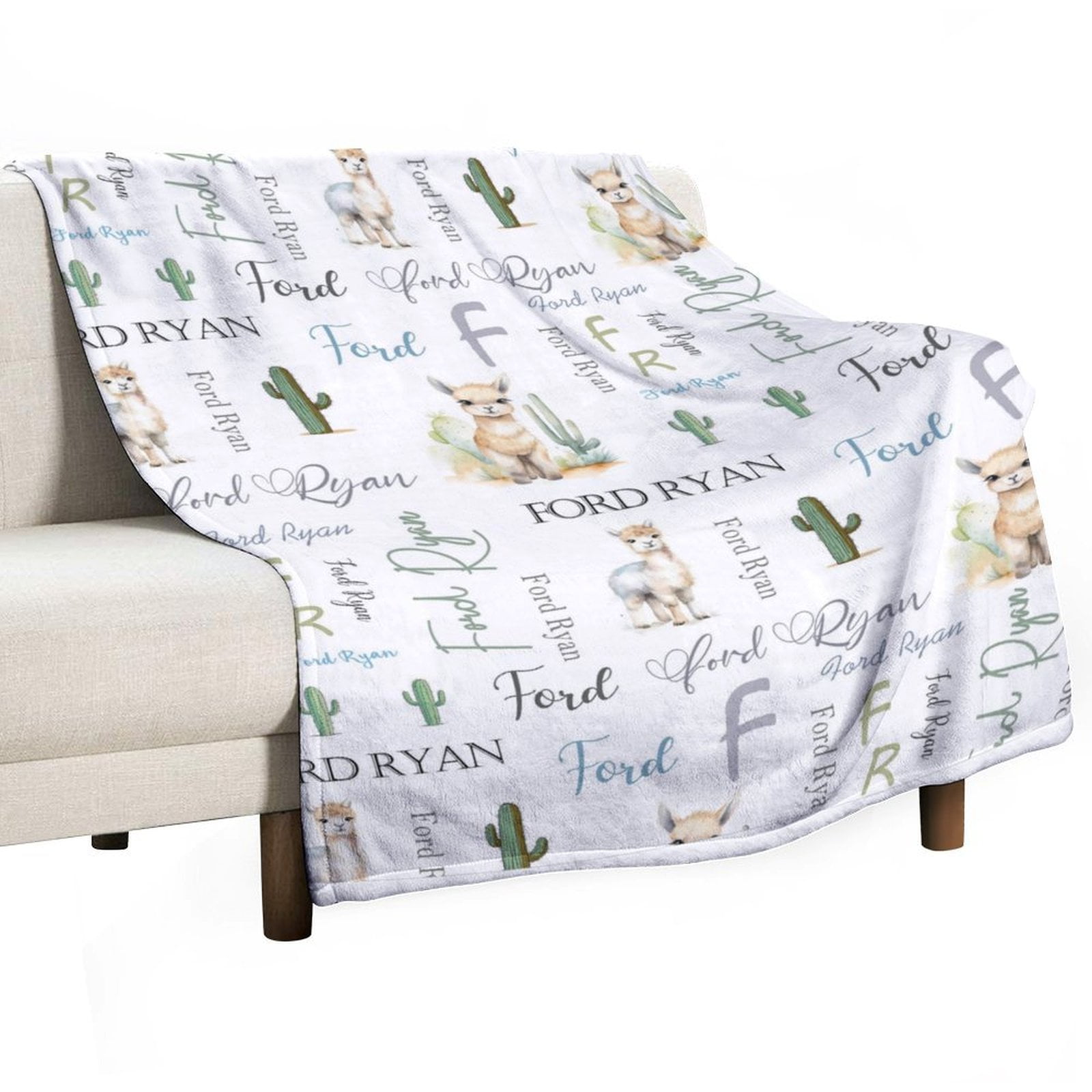 Personalized Cactus Baby Blanket Custom Monogrammed Receiving Blankets