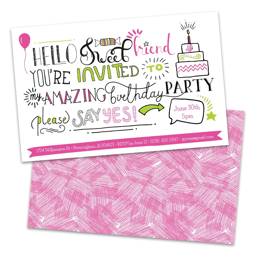 Personalized Cake & Candy Birthday Party Invitations