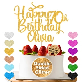 Personalized Cake Topper Happy Birthday Cake Toppers Birthday Cake Toppers Cake Decorations For Any Name Any Age 1st 13th 16th 18th 21st 30th 40th 50th 60th 70th(Gold)