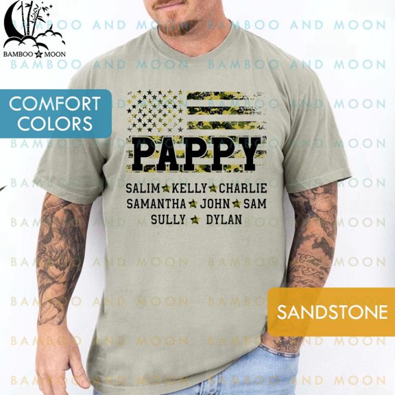 Personalized Camo USA Flag Pappy Shirt TH11513
